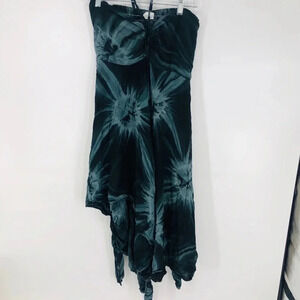 Tie dye asymmetrical cotton tube top  halter dress